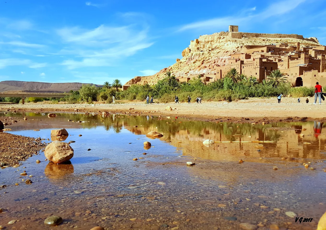 Kasbah and river landscape in Morocco