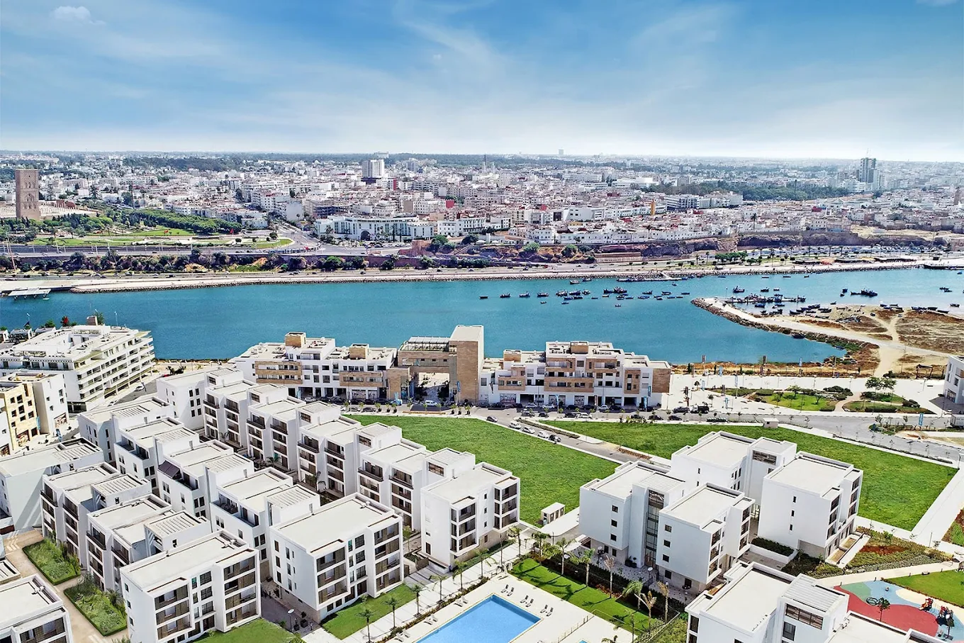 Aerial view of Rabat and the Bouregreg River