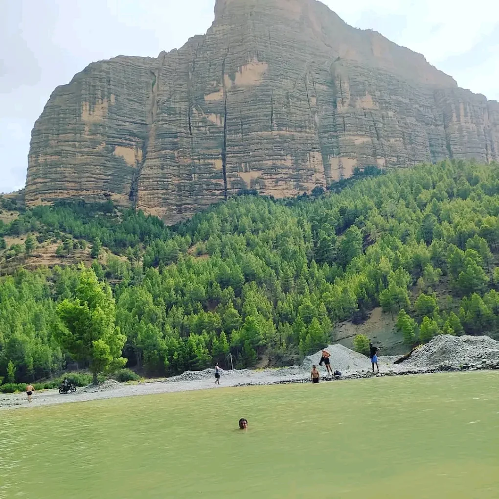 Rocky gorge and green water in Morocco