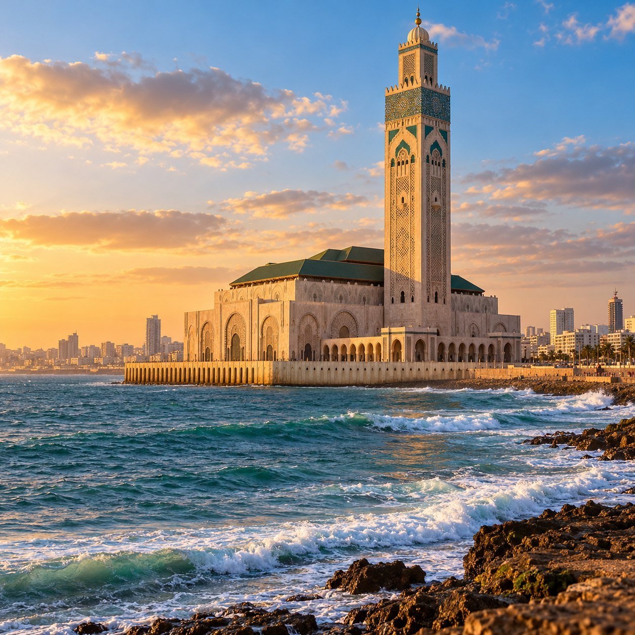 Hassan II Mosque on the Atlantic coast of Casablanca