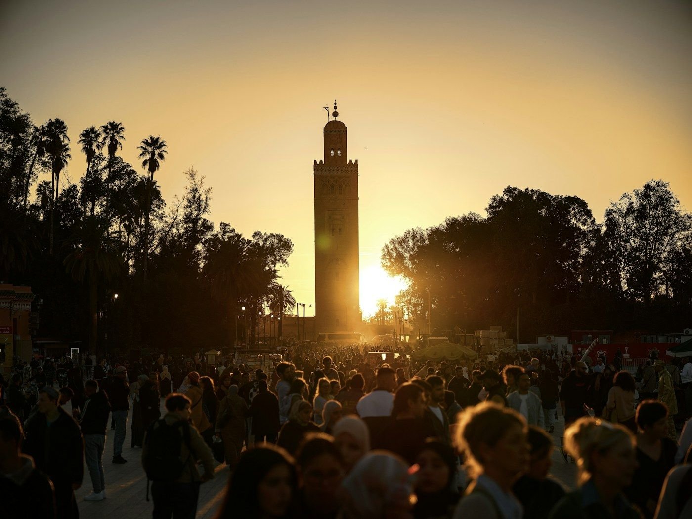 Sunset over Jemaa el-Fnaa and Koutoubia