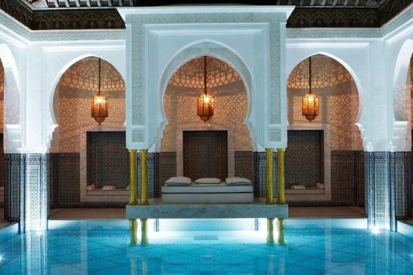 Unwind and relax by our beautifully designed swimming pool nestled in the tranquil oasis of our riad